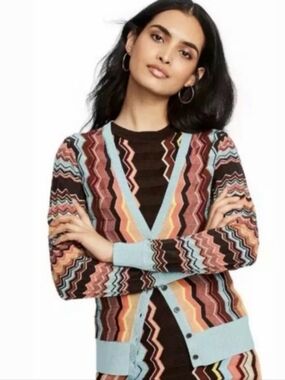 MISSONI Target 20th Anniv Zig Zag Cardigan Multi color chevron Size XS- NWOT